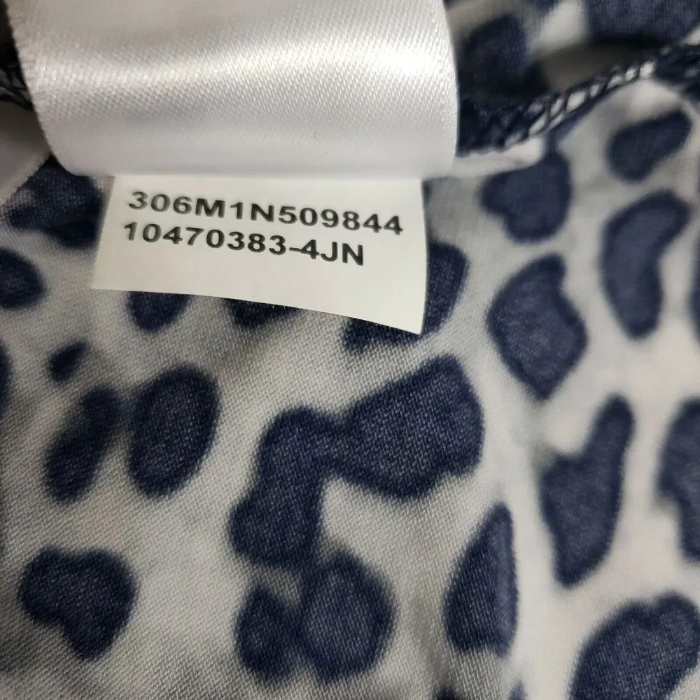 Jones New York Sport Womens Tunic Top Large Animal Print Pockets Split V Neck